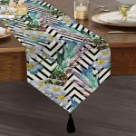 Realhomes Zigzag Zeminli Yaz Egzotiği Özel Tasarım Püsküllü Şönil Üçgen Runner Realhomes