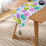 Realhomes Gri Zigzag Desenli Ananaslar Modern Özel Tasarım Püsküllü Şönil Üçgen Runner Realhomes