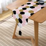 Realhomes Geometrik Petek Desenli Altın Detaylı Modern Özel Tasarım Püsküllü Şönil Üçgen Runner Realhomes