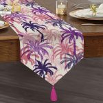 RealHomes Özel Tasarımlı Dijital Baskılı Dekoratif Püsküllü Şönil Üçgen Runner Realhomes