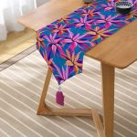 - UcgenRunner-3262-Gorsel2 - Realhomes Realhomes Mavi Zeminli Yapraklar Özel Tasarımlı Püsküllü Şönil Üçgen Runner Realhomes