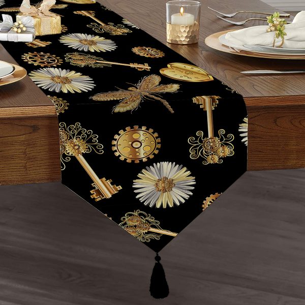 - UcgenRunner-3323-Gorsel1 - Realhomes  Realhomes Kareli Etnik Desenli Özel Tasarım Püsküllü Şönil Üçgen Runner Realhomes