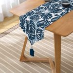 - UcgenRunner-3337-Gorsel2 - Realhomes Mavi Renkli Palmiye Yaprakları Dijital Baskılı Püsküllü Şönil Üçgen Runner Realhomes