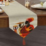 - UcgenRunner-3341-Gorsel1 - Realhomes  Realhomes Afrikan Yağlı Boya Çizimli 3D Dekoratif Özel Tasarım Püsküllü Şönil Üçgen Runner Realhomes