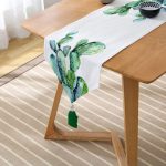 - UcgenRunner-3356-Gorsel2 - Realhomes Suluboya Kaktüs Çizimli Modern Tasarım 3D Püsküllü Şönil Üçgen Runner Realhomes