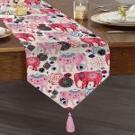 Etnik Filler Özel Tasarımlı Dijital Baskılı Püsküllü Şönil Üçgen Runner Realhomes