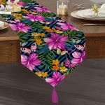 - UcgenRunner-3365-Gorsel1 - Realhomes  Realhomes Mavi Zeminli Geometrik Çiçekler Modern Tasarımlı Özel Tasarım Püsküllü Şönil Üçgen Runner Realhomes