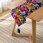 Realhomes Zigzag ve Çiçekler Özel Tasarım Dekoratif Özel Tasarım Püsküllü Şönil Üçgen Runner Realhomes