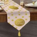 RealHomes Özel Tasarımlı Dijital Baskılı Dekoratif Püsküllü Şönil Üçgen Runner Realhomes