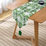 - UcgenRunner-3380-Gorsel2 - Realhomes Suluboya Lif Yapraklar Desenli Özel Tasarım Püsküllü Şönil Üçgen Runner Realhomes