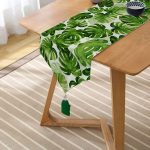 - UcgenRunner-3403-Gorsel2 - Realhomes  Suluboya Zambak Yaprakları Çizimli Özel Tasarım Püsküllü Şönil Üçgen Runner Realhomes