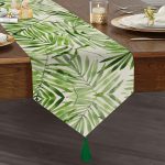 - UcgenRunner-3405-Gorsel1 - Realhomes Suluboya İnce Yapraklar Modern Tasarımlı Dekoratif Püsküllü Şönil Üçgen Runner Realhomes