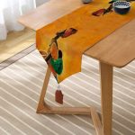 Realhomes Turuncu Afrikan Women Tasarımlı Dijital Baskılı Özel Tasarım Püsküllü Şönil Üçgen Runner Realhomes