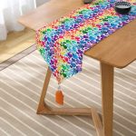 Renkli Kalpler Özel Tasarımlı Dijital Baskılı Püsküllü Şönil Üçgen Runner Realhomes