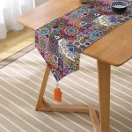 Renkli Mozaik Desenli Özel Tasarım Püsküllü Şönil Üçgen Runner Realhomes