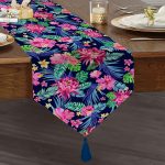 - UcgenRunner-3426-Gorsel1 - Realhomes Tropikal Desenli Özel Tasarım Modern Püsküllü Şönil Üçgen Runner Realhomes