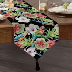 - UcgenRunner-3428-Gorsel1 - Realhomes Suluboya Amazon Motifleri Dekoratif Püsküllü Şönil Üçgen Runner Realhomes