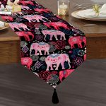 RealHomes Özel Tasarımlı Dijital Baskılı Dekoratif Püsküllü Şönil Üçgen Runner Realhomes