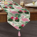 RealHomes Özel Tasarımlı Dijital Baskılı Dekoratif Püsküllü Şönil Üçgen Runner Realhomes