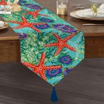 Modern Deniz Yıldızları 3D Baskılı Özel Tasarım Püsküllü Şönil Üçgen Runner Realhomes