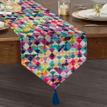 Renkli Geometrik Şekiller Özel Tasarım Püsküllü Şönil Üçgen Runner Realhomes