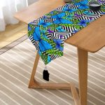 - UcgenRunner-3461-Gorsel2 - Realhomes Realhomes Geometrik Zeminli Mavi Kelebek Baskılı Özel Tasarım Püsküllü Şönil Üçgen Runner Realhomes