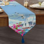 - UcgenRunner-3499-Gorsel1 - Realhomes  Suluboya Deniz ve Yelken Motifli Özel Tasarımlı Püsküllü Şönil Üçgen Runner Realhomes