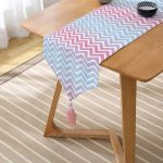 Pembe Mavi Zigzag Tasarımlı Dijital Baskılı Püsküllü Şönil Üçgen Runner Realhomes