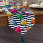 Zigzag 3D Yıldız Desenli Özel Tasarım Püsküllü Şönil Üçgen Runner Realhomes