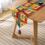 Etnik African Motifli Özel Tasarım Dekoratif Püsküllü Şönil Üçgen Runner Realhomes