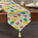 RealHomes Özel Tasarımlı Dijital Baskılı Dekoratif Püsküllü Şönil Üçgen Runner Realhomes