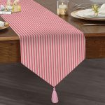 - UcgenRunner-3537-Gorsel1 - Realhomes Pembe Çizgili Motifli Dekoratif Modern Püsküllü Şönil Üçgen Runner Realhomes