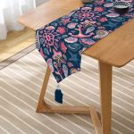 Lacivert Zeminde Deniz Mindeyeleri Özel Tasarım Püsküllü Şönil Üçgen Runner Realhomes