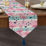 RealHomes Özel Tasarımlı Dijital Baskılı Dekoratif Püsküllü Şönil Üçgen Runner Realhomes