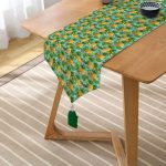 Tropikal Yapraklar Motifli Özel Tasarım Püsküllü Şönil Üçgen Runner Realhomes