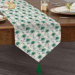 - UcgenRunner-3549-Gorsel1 - Realhomes Özel Tasarım Palmiye Motifli Dijital Baskılı Püsküllü Şönil Üçgen Runner Realhomes