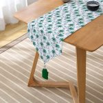 - UcgenRunner-3549-Gorsel2 - Realhomes Özel Tasarım Palmiye Motifli Dijital Baskılı Püsküllü Şönil Üçgen Runner Realhomes