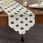 RealHomes Özel Tasarımlı Dijital Baskılı Dekoratif Püsküllü Şönil Üçgen Runner Realhomes