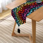 Realhomes Renkli Yıldızlar Özel Tasarım Dijital Baskılı Püsküllü Şönil Üçgen Runner Realhomes