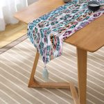 Realhomes Leopar Motifli Dijital Baskılı Püsküllü Şönil Üçgen Runner Realhomes