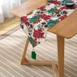 Realhomes Kuru Kafa Motifli Dijtal Baskılı Modern Püsküllü Şönil Üçgen Runner Realhomes