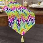 Realhomes Renkli Desenler Dijtal Baskılı Modern Püsküllü Şönil Üçgen Runner Realhomes