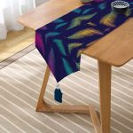 Realhomes Ebru Motifli Dijital Baskılı Modern Püsküllü Şönil Üçgen Runner Realhomes