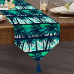 - UcgenRunner-3680-Gorsel1 - Realhomes Realhomes Palmiye Desenli Dijital Baskılı Modern Püsküllü Şönil Üçgen Runner Realhomes