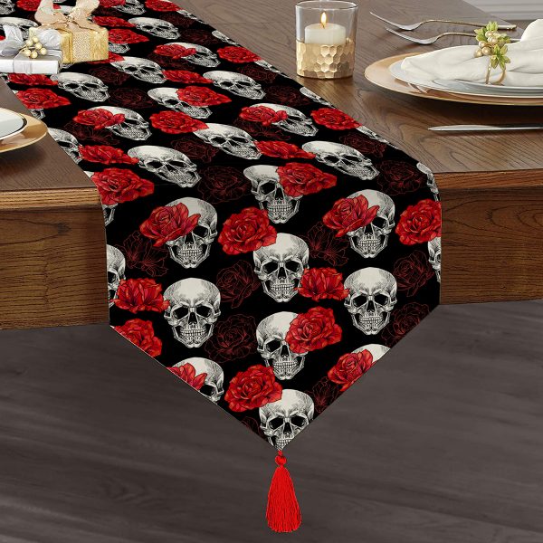 - UcgenRunner-3695-Gorsel1 - Realhomes  Realhomes Nazar Boncuğu Motifli Dijital Baskılı Modern Püsküllü Şönil Üçgen Runner Realhomes