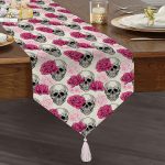 Realhomes Özel Tasarım Dijtal Baskılı Modern Püsküllü Şönil Üçgen Runner Realhomes