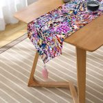 Realhomes Renkli Leopar Desenli Dijtal Baskılı Modern Püsküllü Şönil Üçgen Runner Realhomes