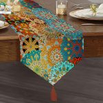 - UcgenRunner-3721-Gorsel1 - Realhomes  Realhomes Fraktal Desenli Özel Tasarım Dijital Baskılı Modern Püsküllü Şönil Üçgen Runner Realhomes