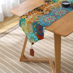 - UcgenRunner-3721-Gorsel2 - Realhomes  Realhomes Fraktal Desenli Özel Tasarım Dijital Baskılı Modern Püsküllü Şönil Üçgen Runner Realhomes