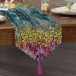 Realhomes Özel Tasarım Dijtal Baskılı Modern Püsküllü Şönil Üçgen Runner Realhomes